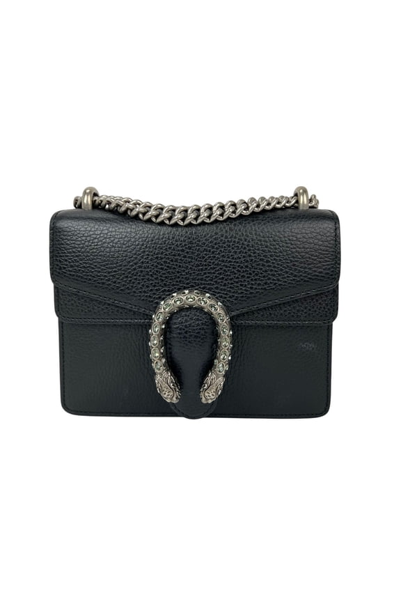 Pre-Owned Gucci Dionysus Cyrstals Black Leather Small Shoulder Bag