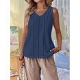 thumbnail image 6 of Linen Tank Tops for Women Summer Casual Loose V Neck Sleeveless Shirts Blouses Tunic Tops Dark Blue XL, 6 of 9