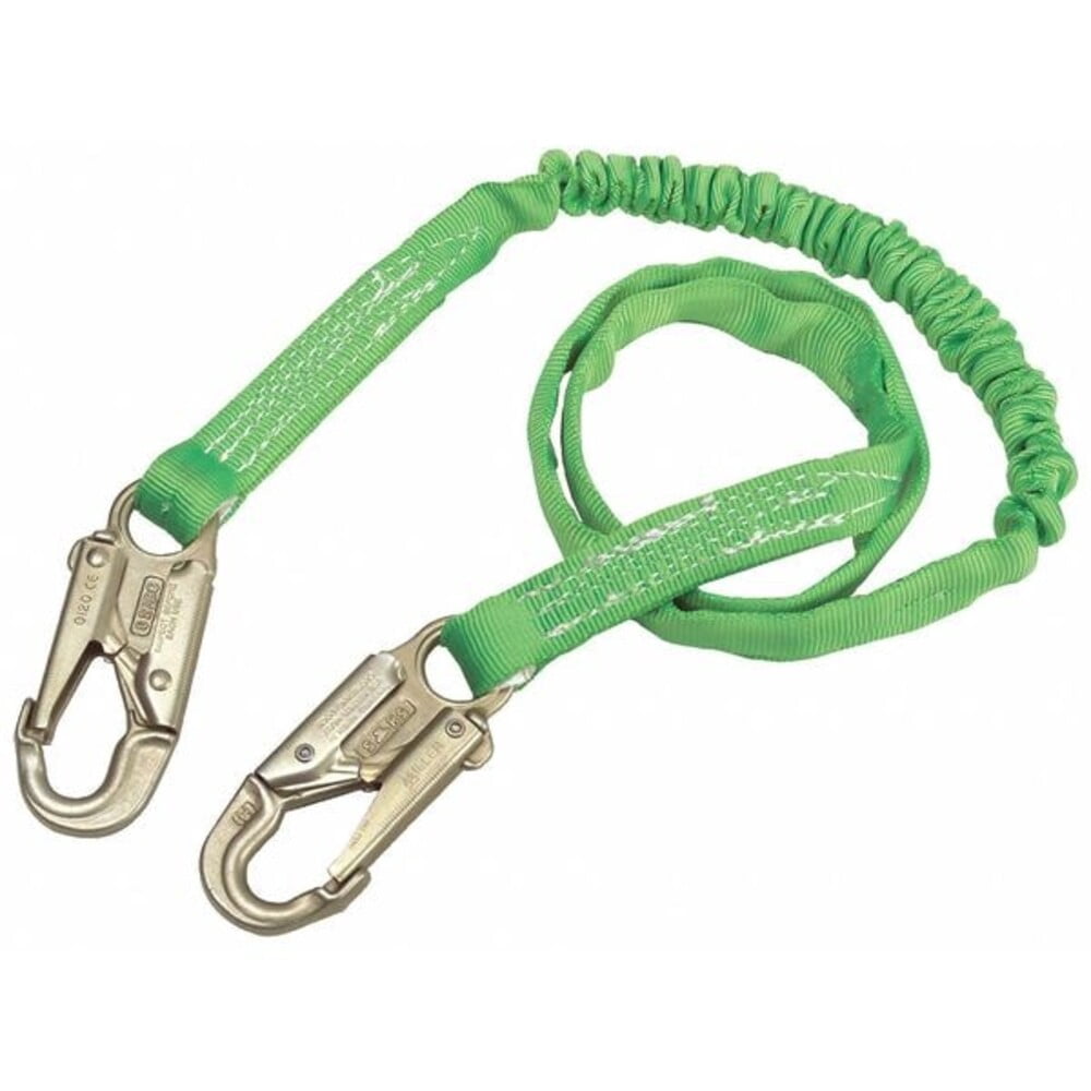 Miller by Honeywell 216TWLS/Z76FG 6' Manyard HP Polyester Web Single-Leg Shock-Absorbing Green Lanyard With (2) 3/4'' Locking Snap Hooks