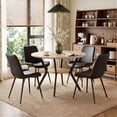 thumbnail image 3 of Hawsaiy Dining Table Set for 4, 42.1" Round Kitchen Table with Storage Shelf and 4 PU Leather Dining Chairs, Modern Dining Room Furniture Set with Metal Base for Apartment, 3 of 11