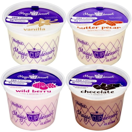 Magic Cup Variety Pack: 6 Chocolate 6 Vanilla 6 Butter Pecan 6 Wild Berry Dessert 4 oz. Cup (Pack of 24)