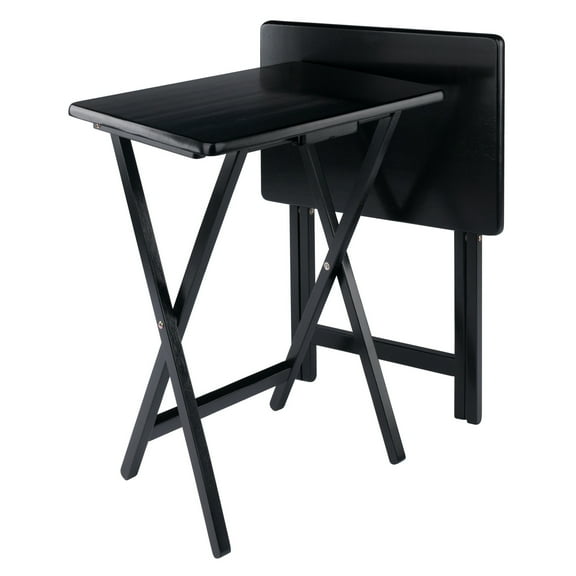 Winsome Alex 2-Piece Single Foldable Snack Tables, Black Finish