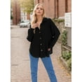 thumbnail image 2 of Weardear Womens Waffle Knit Shacket Jacket Casual Long Sleeve Button Down Shirts Dressy Blouses Tops, 2 of 5