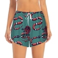 thumbnail image 3 of Uemuo Snake And Rose Pattern Women's Athletic Shorts High Waisted Running Shorts with Liner Pockets Gym Elastic Workout Shorts-X-Large, 3 of 9