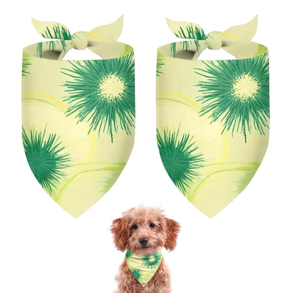 Dog Bandana 2 Pack,Green Yellow Dandelion Pattern Bandanas for Dogs,Cat Bandana,Small/ Large Dog Bandana 2 Size,Dog Bandanas