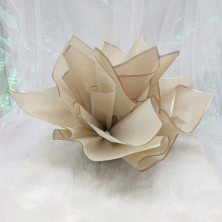 20 pcs Matte Translucent Flower Wrapping Paper With Gold Edge Gift  Packaging Bouquet Paper Packing Material Wrapping Paper Waterproof Paper  KHAKI 