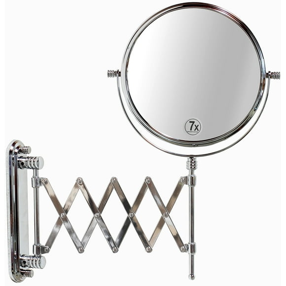 Deco Brothers Miroir Mural Extensible, Double Face de 8 Pouces avec Grossissement 7X, Chrome