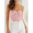 thumbnail image 2 of Womens Tube Tops Summer Sweater Twist Knot Front Knit Bandeau Strapless Ribbed Sleeveless Y2K Corset Crop Top, 2 of 6