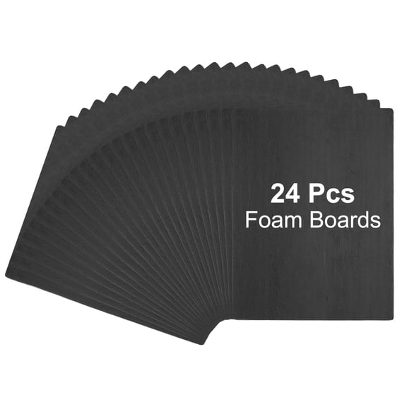 Uxcell 24Pcs Foam Boards, 200 x 300 x 3/16" (5mm) Thick Foam Core Board Polystyrene Mat Sheet Double Sided Poster Foamboard Making for Mounting Crafts Paintings Prints Art, Black