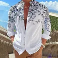 thumbnail image 1 of Camisa de hombre con estampado floral y mariposas en 3D, cuello alto, manga larga, ropa informal, tallas XS a 6XL, envío rápido, 1 of 6