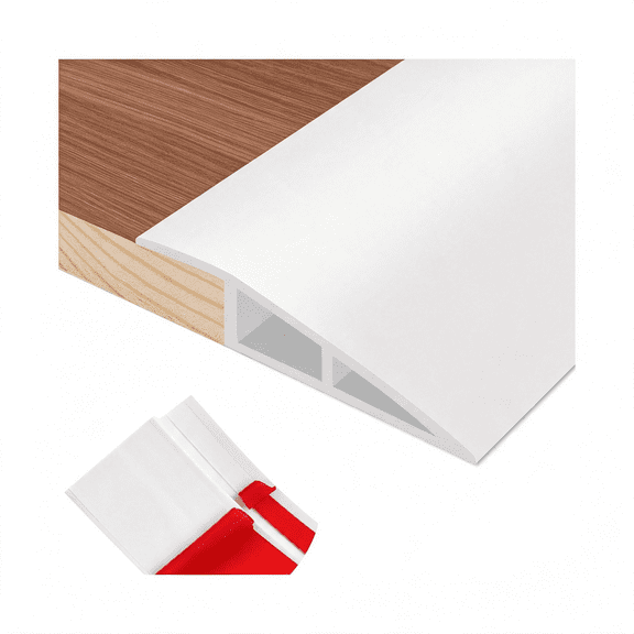 ICERUN Floor Transition Strip Self Adhesive Vinyl Door Threshold Strip|Rubber Transition Strips for Doorways Reducer for Laminate Floor Carpet Tile,White,1/5" to 2/5",3.3Ft