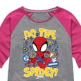 thumbnail image 3 of Marvel Spider-Man And His Amazing Friends - Do The Spidey - Toddler and Youth Girls Shirt Tail Raglan, 3 of 5