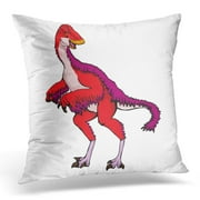 ECCOT Red of Cartoon Dinosaur White Anzu Pillowcase Pillow Cover Cushion Case 16x16 inch