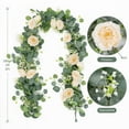 thumbnail image 3 of 5.9Ft Artificial Eucalyptus Flower Garland with Roses, Fake Flowers Greenery Garland Flower Vines for Wedding Party Mantle Table Runner Spring Home Decor, 3 of 5