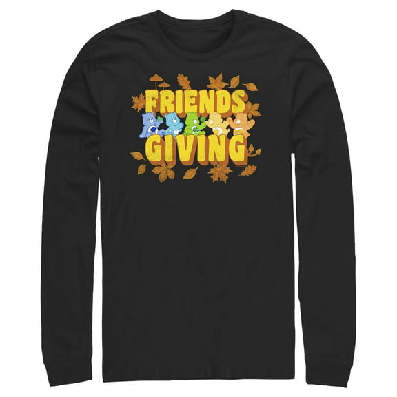 Men's Care Bears Friends Giving  Long Sleeve Shirt Black Medium