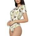 thumbnail image 2 of Daiia Chicken Cartoon print Women's Crew Neck Short Sleeve Bodysuit Fashion Tops Fit Casual Basic Extender Bodysuit-Small, 2 of 9