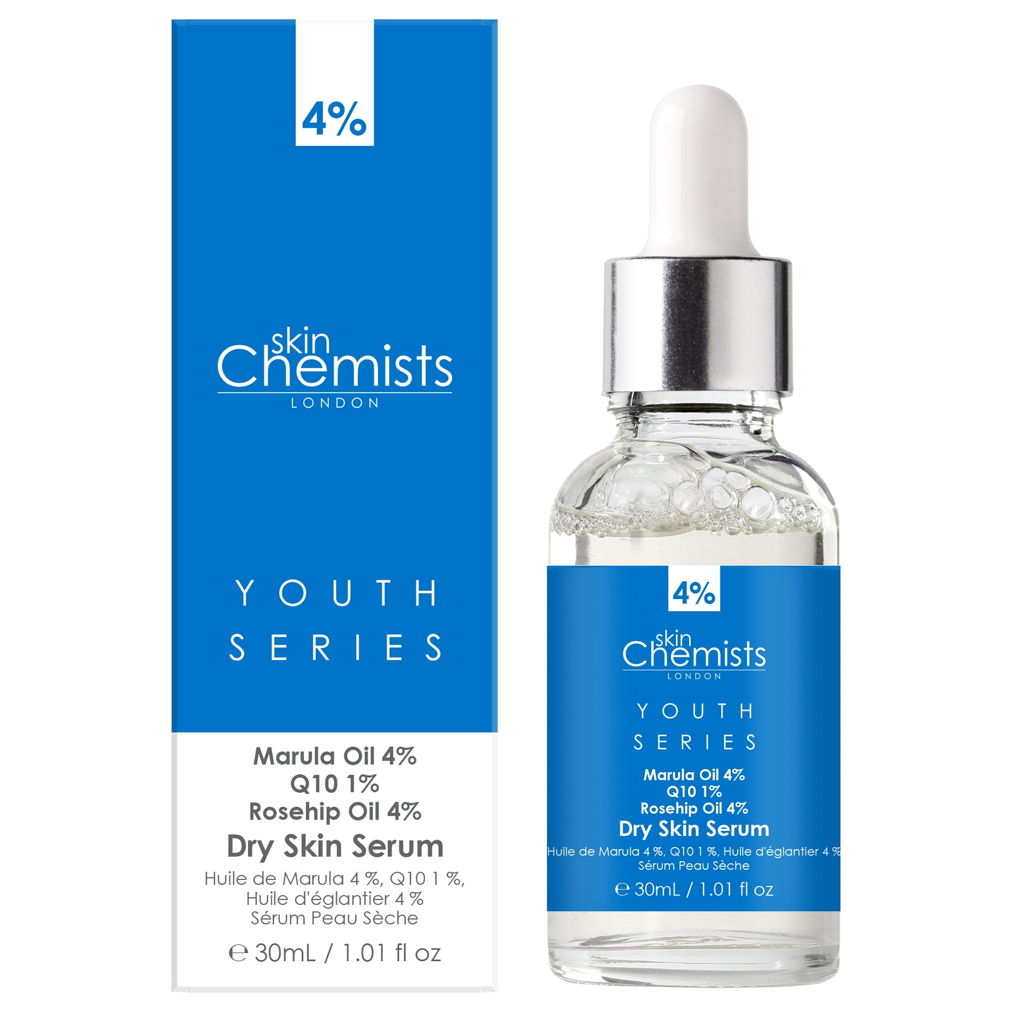 skinChemistsHydrating Serum for Dry Skin with Marula Oil, Q10 & Rose hip Oil – Nourishing & Rejuvanating Face Serum, 4.55 fl oz