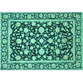 thumbnail image 1 of Ahgly Company Machine Washable Indoor Rectangle Persian Turquoise Blue Traditional Area Rugs, 7' x 9', 1 of 4