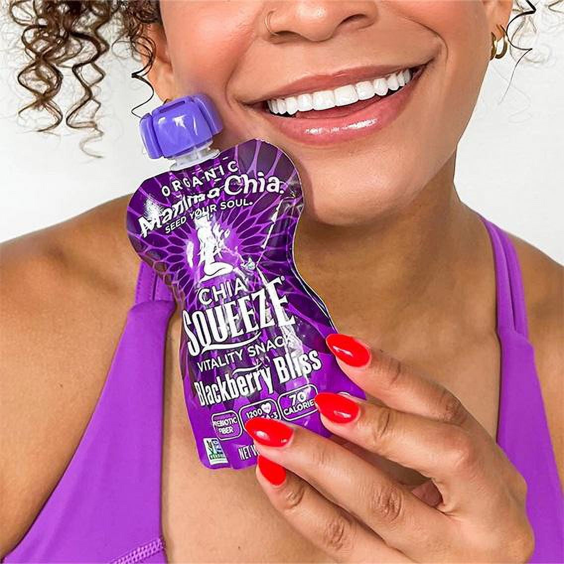 Mamma Chia Organic, Blackberry Bliss Chia Squeeze, 3.5 oz, 24 Count Pouches 6 Boxes of 4