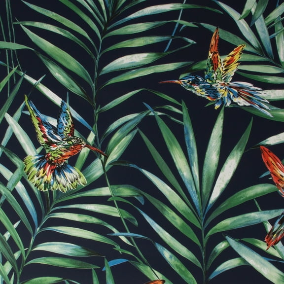 Transform Tropical Birds Black Peel and Stick Wallpaper