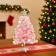 thumbnail image 4 of Uuiauoio Pink Tabletop Christmas Tree Set with Ornaments, Artificial Mini Xmas Tree for Desktop Window Mantel Decor, Holiday Decorations for Home Office Party Indoor Festive Display(With lamp), 4 of 7