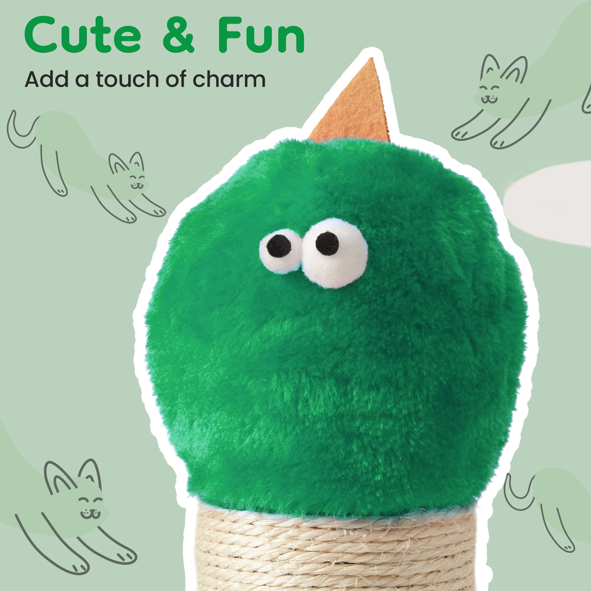 Mayincolor 22-Inch Cat Scratching Post , Durable Sisal Scratch Post for Indoor Cats, Monster-Shaped Cat Scratcher for Kittens & Large Cats, Green
