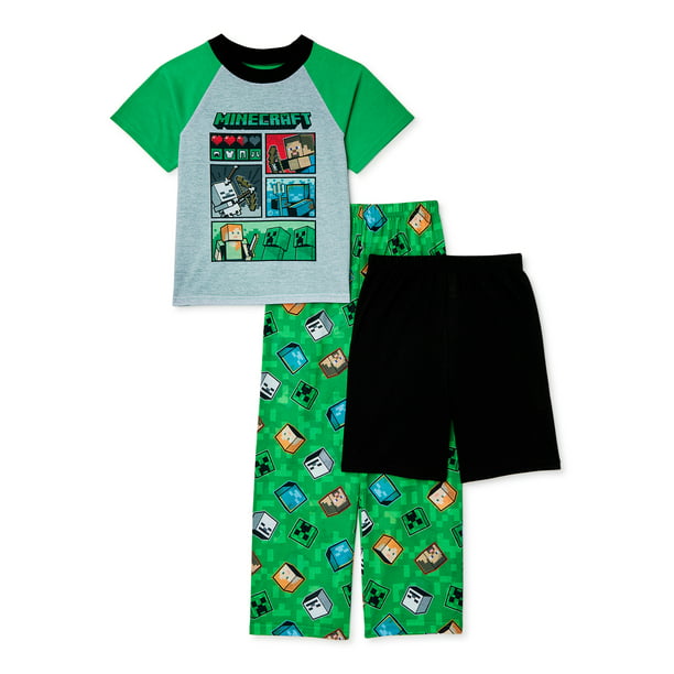 Instalaciones secuestrar Amigo por correspondencia Minecraft Boys Classic Pajamas, 3-Piece Set, Sizes 6-12 - Walmart.com