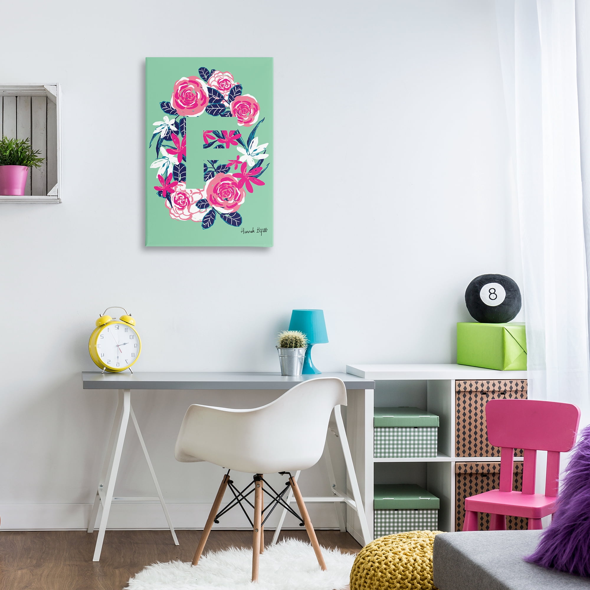 Stupell Industries Floral Bloom Letter F Botanical & Floral Painting Gallery Wrapped Canvas Art Print Wall Art, 20 x 30