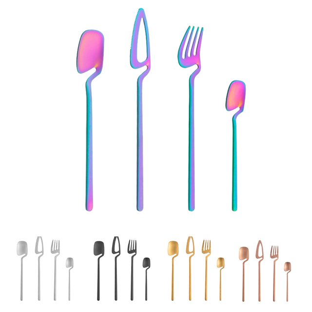 Juego de cubiertos pulidos de acero inoxidable Yuarrent Vajilla de postre Colorido