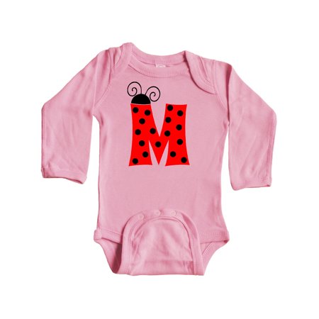 

Inktastic Cute Lady Bug Initial M Gift Baby Boy or Baby Girl Long Sleeve Bodysuit
