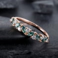thumbnail image 2 of Marquise Cut Moss Agate Engagement Band, Half Eternity Wedding Band, Promise Ring Enhancer Unique Rose Gold Matching Band for Women, 2 of 5