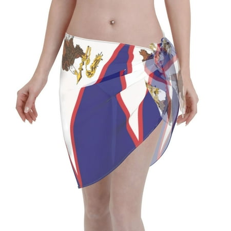 Swimsuit Coverups For Women America Samoa Flag Sarong Beach Bikini Wrap Sheer Short Skirt Chiffon Scarf For Swimwear