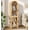 4-wood, variant on Fsbecl Tall Arched Display Cabinet with Acrylic Glass Doors, Pantry Storage Cabinet for Living Dining Room, Walnut