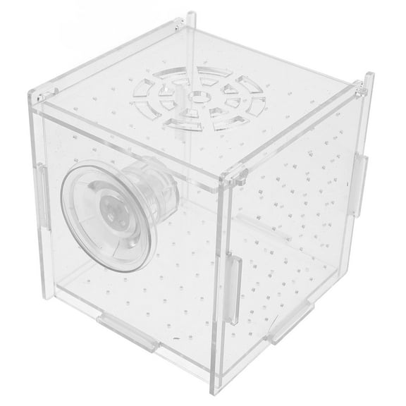 MLINS Transparent Acrylic Fish Breeding Cage for Aquarium Safe Hatching and Isolation Compact .4 x 4.3 x 5.5 Inches