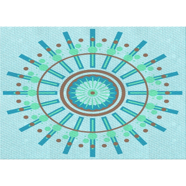 Ahgly Company Tapis Rectangulaire d'Intérieur Lavable en Machine, Bleu Tron Transitionnel, 5 Pieds x 7 Pieds