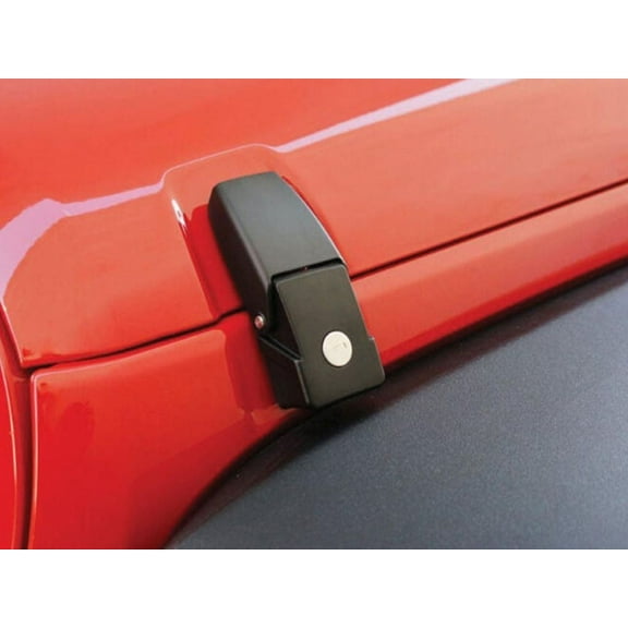 Rampage by RealTruck Locking Hood Catch Upgrade Kit | Pair, Black Powder Coat | 76336 | Compatible with 2007 - 2018 Jeep Wrangler JK