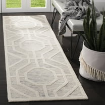 SAFAVIEH Cambridge Johan Geometric Wool Runner Rug, Light Gray/Ivory, 2'6" x 8'