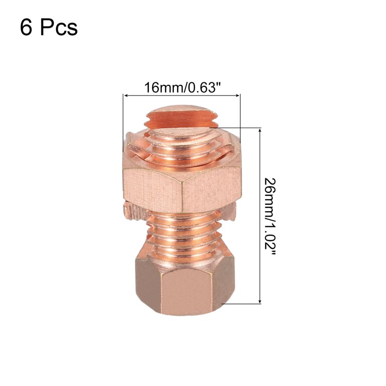 6PCS Copper Split Bolt Connectors – For Grounding Bare Wires, 5mm Diameter, Strong & Corrosion Resistant