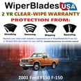 thumbnail image 2 of 2001 Ford F150 F-150 Beam Wiper Blades Wipers w/2yr Warranty (Set of 2) (WiperBladesUSA), 2 of 5
