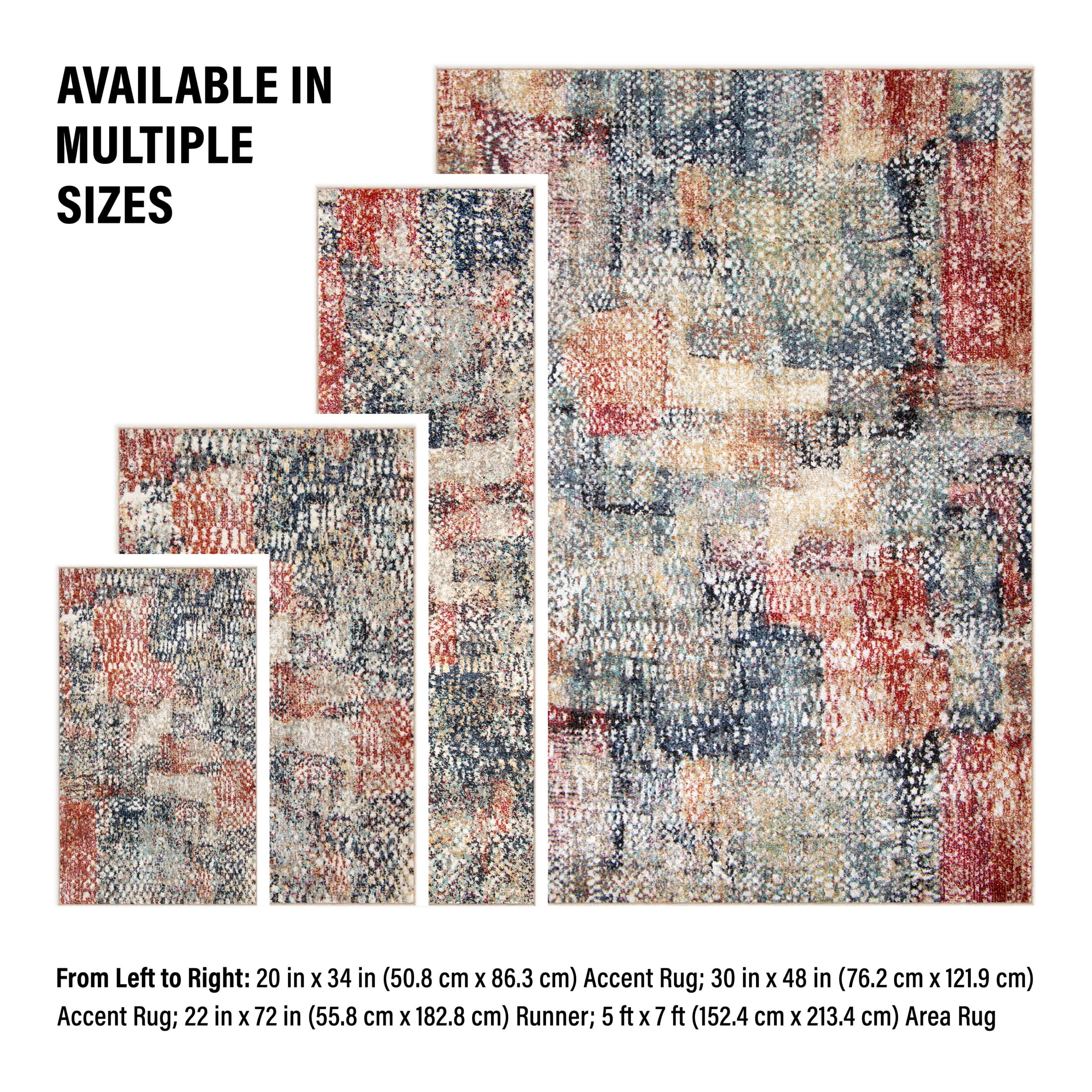 Mainstays Modern Morgana Multi-Color 5' x 7' Woven Olefin Area Rug with Frieze Accents