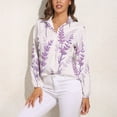 thumbnail image 3 of Lavender Floral Purple Long Sleeve Blouse Woman Streetwear Casual Shirts Summer Oversize Woman Streetwear Clothing Birthday Present, 3 of 7