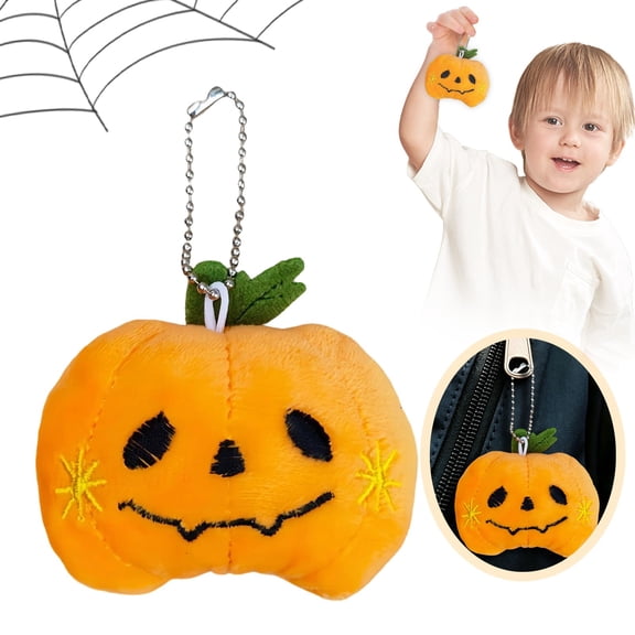 Juaoua Funny Halloween Pumpkin Plush Doll,Halloween Stuffed Animal Plush Toys,Small Pumpkin Keychain Pendant Soft Stuffed Toys for Backpack Purse Key Ring Halloween Party DIY Decoration
