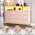 thumbnail image 4 of TROPOW Commode Grand pour Chambre avec Station de Recharge, Commode à 6 Tiroirs avec Lumières DEL, Armoire de Rangement Moderne Grande Capacité, Commodes et Chiffonniers en Bois pour Garde-Robe, Rose, 4 of 8