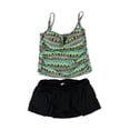 thumbnail image 2 of La Blanca Womens Sahara Chevron Skirt 2 Piece Tankini, Green, 22, 2 of 2