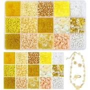 1Box PandaHall Beads Jewelry Making Finding Kit Including Round Glass Seed & Bugle Beads Laser Plastic Paillette/Sequins Beads Yellow 1~7x0.5~4.5mm Hole: 0.7~1.2mm