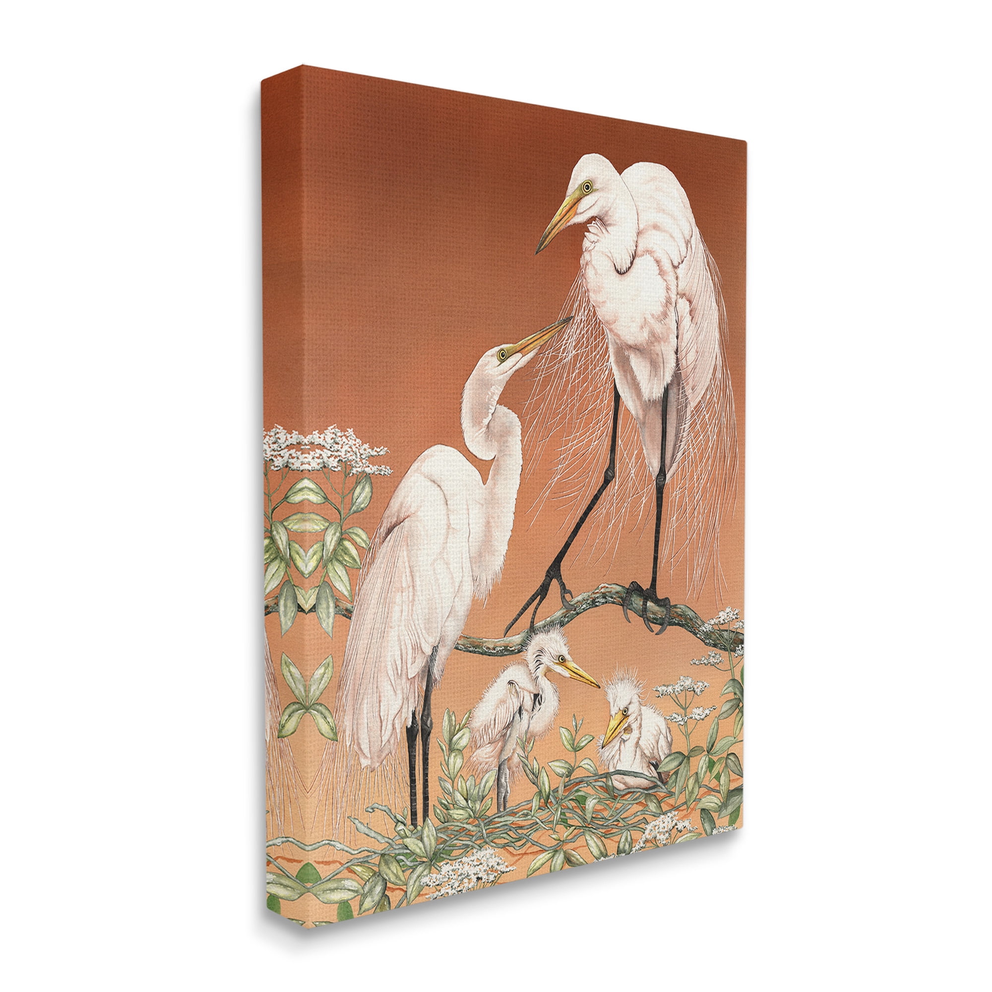 Stupell Industries Traditional Heron Family Animals & Insects Painting Gallery Wrapped Canvas Art Print Wall Art, 30 x 40