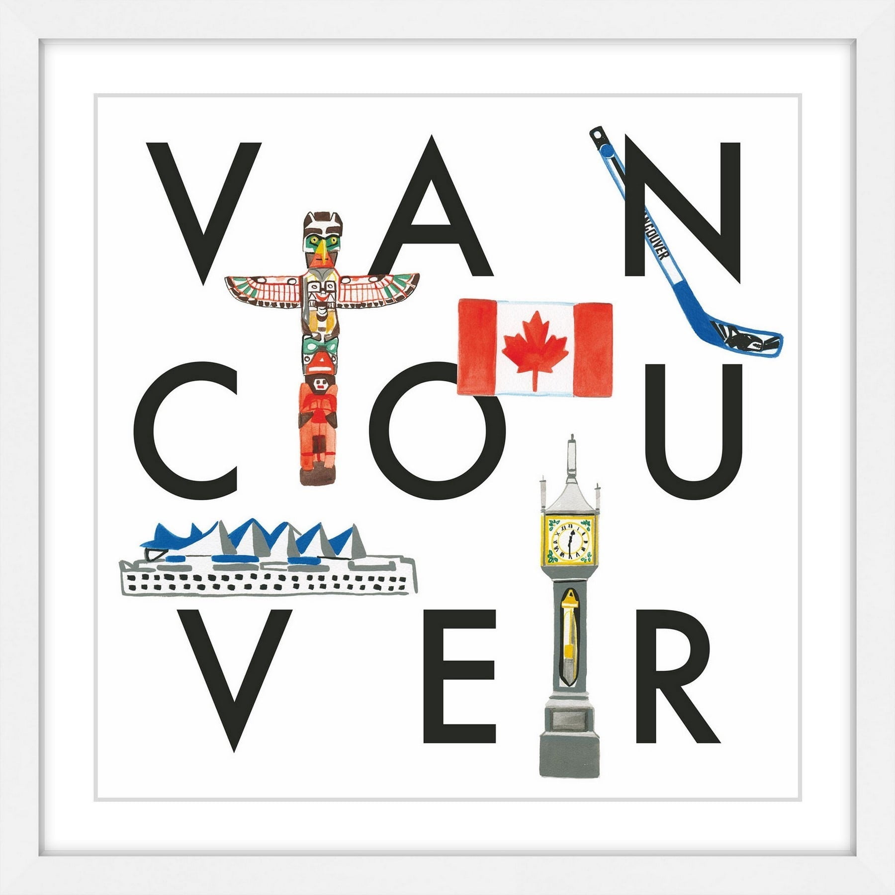 Marmont Hill "Vancouver Square" By Molly Rosner Framed Painting Art Print, 32.0" x 1.5"