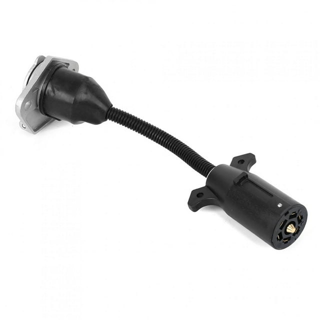 Adaptateur de Remorque Câble 7 Voies à 7 Voies Connecteur de Remorque Connecteur de Remorque 7 Lame Plate à 7 Broches Rondes Adaptateur US Type Universel pour la Plupart des Remorques RV Semi-Remorques