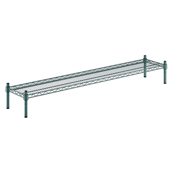 12" x 60" x 8" Green Epoxy Wire Storage Shelf, Dunnage Rack, 1 Tier Small Shelf