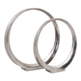 thumbnail image 6 of Metal Circle Sculpture Ornaments for Home and Bathroom Decor - Aluminum Ring Statues for Office and Room Decor - Decorative Accent for Living Room, Shelf and Coffee Table - Set of 2, 14", 12", Silver, 6 of 11